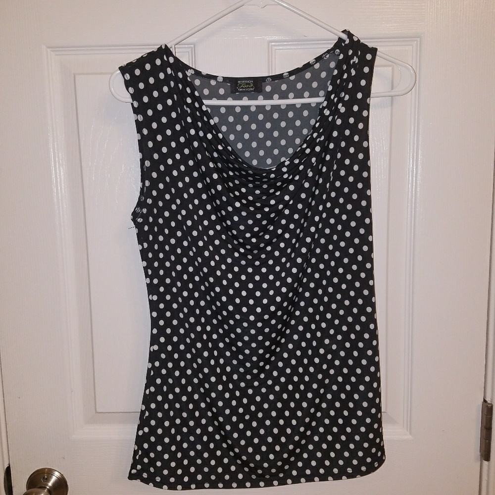 B&W Top with gathered neckline